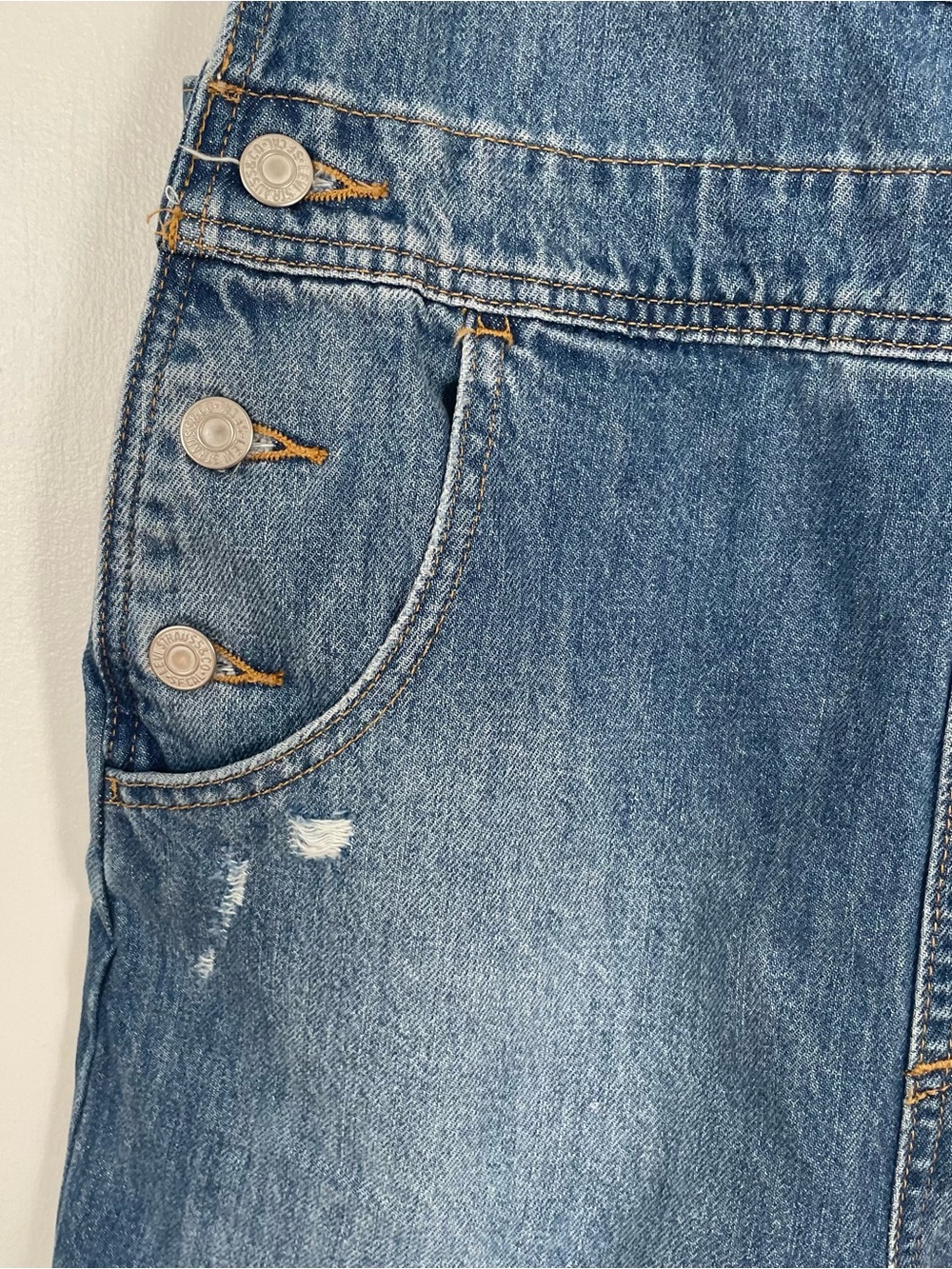 Levi's Blue Denim Short Overalls - Picture 3 of 9